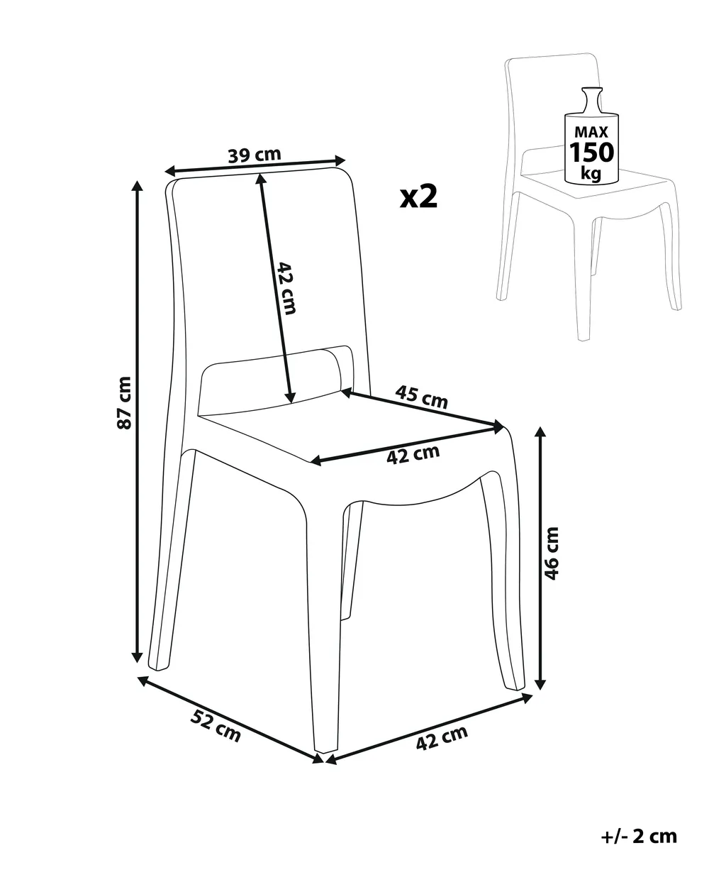 Lot de 2 chaises de salle à manger WESTBRIDGE II Transparent_844667