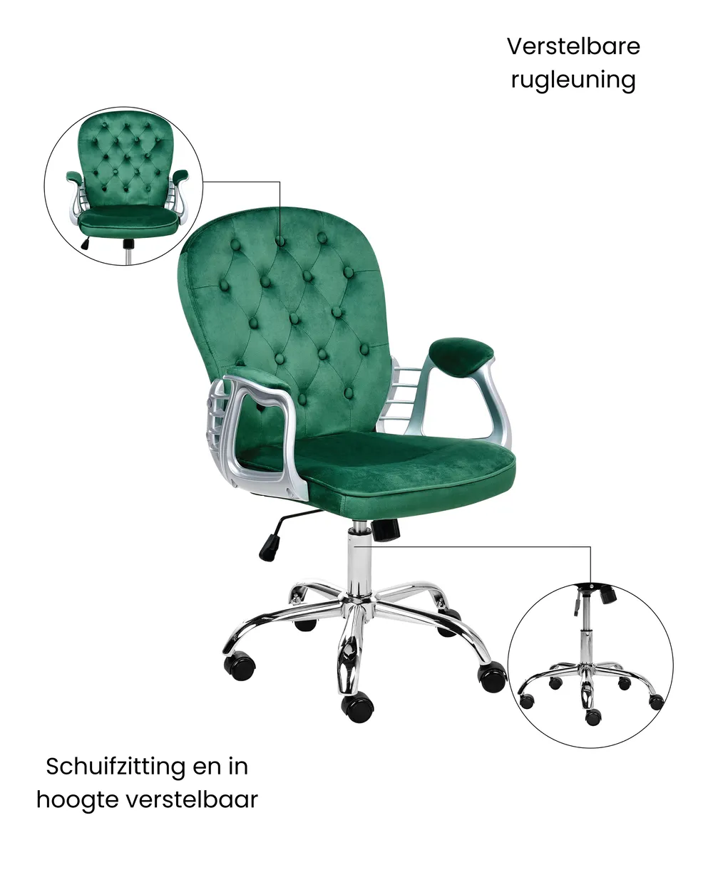 Bureaustoel PRINCESS Fluweel Groen_1036992