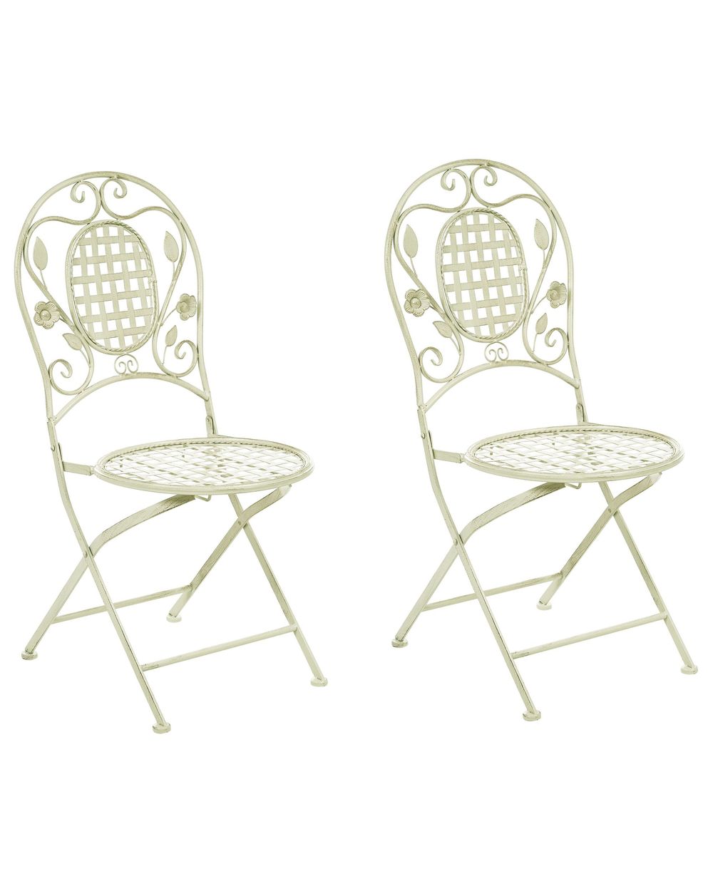 Set of 2 Metal Garden Folding Chairs Light Green BIVIO Beliani