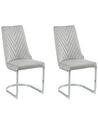 Sada 2 sametových šedých jídelních židlí ALTOONA_887533