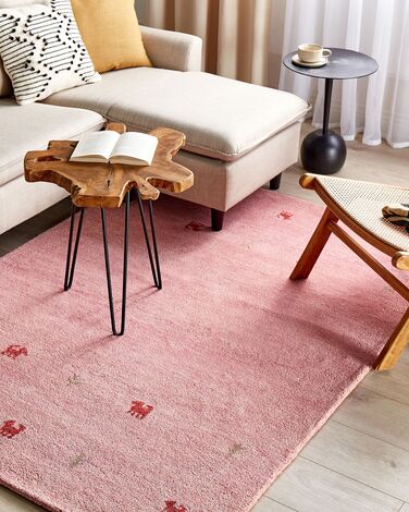 Wool Gabbeh Area Rug 140 x 200 cm Pink YULAFI 