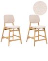 Conjunto de 2 bancos de bar ELAINE Bouclé Castanho claro/Creme
