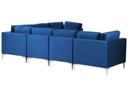 Modular Corner Sofa 6 Seater EVJA Velvet Navy Blue Left Hand_859748