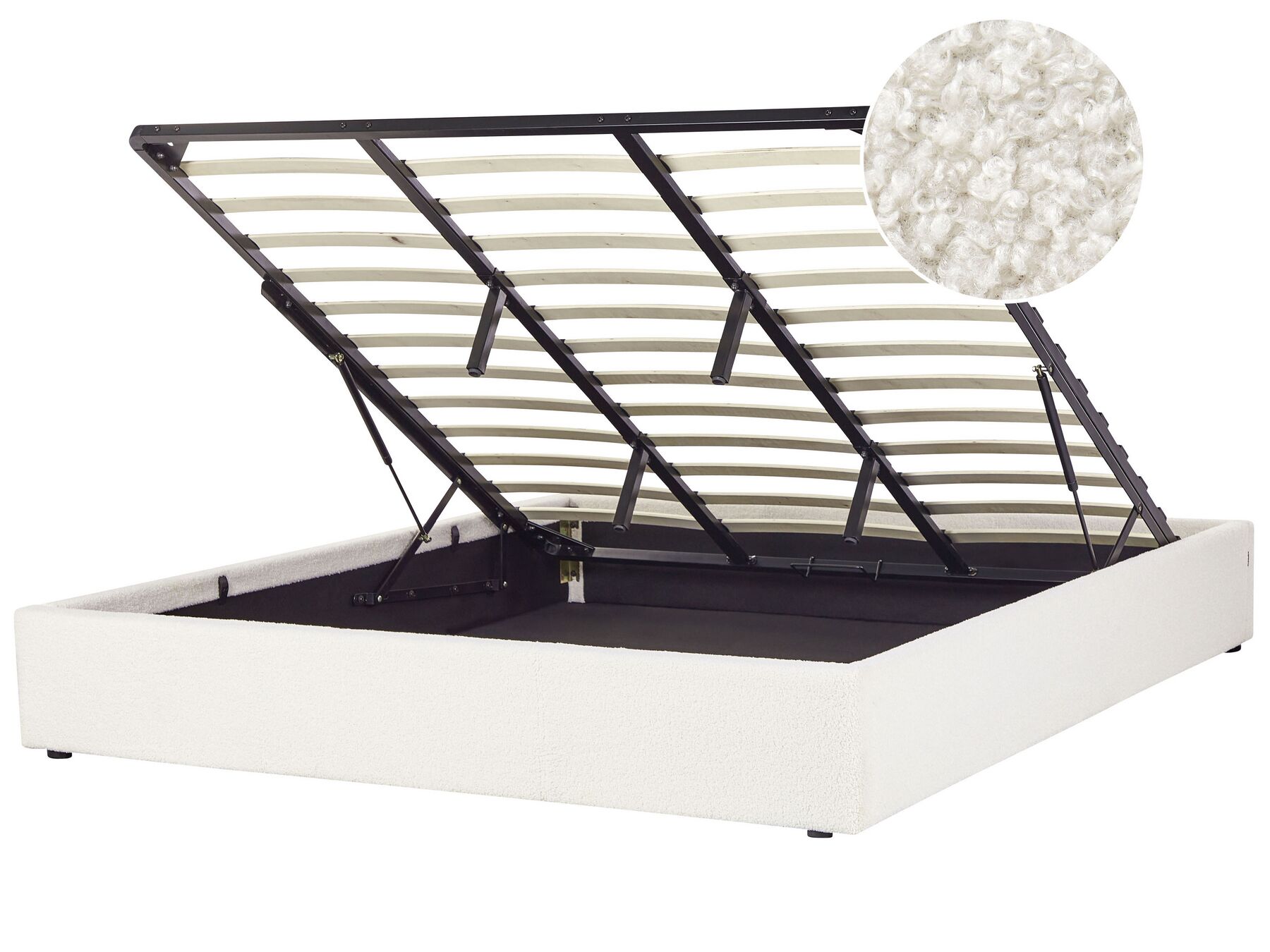 Boucle EU Super King Size Ottoman Bed Off-White DINAN_903699