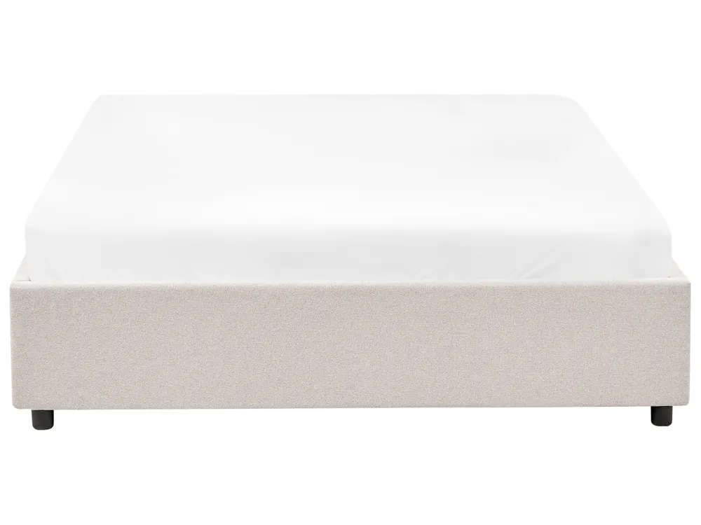 Bett mit Schubladen ohne Kopfteil PRADES Stoff Hellbeige 140 x 200 cm_996128