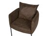 Faux Linen/Faux Leather Living Room Set Beige and Dark Brown MALMOS_931631