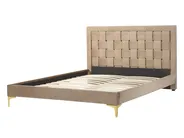 Pat cu lamele Catifea LIMOUX 140 x 200 cm Taupe_867176