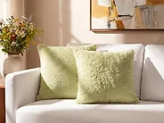 Cuscino decorativo PILEA 45 x 45 cm Finta pelliccia Verde chiaro Tinta unita_1180021