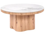 Coffee Table MALTBY Travertine Effect Light Brown_1146553