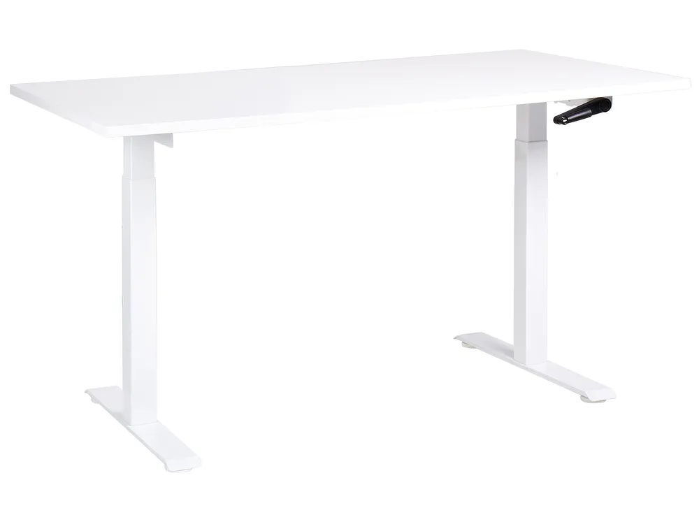 Scrivania Elettrica Regolabile In Altezza, Con Pannello Di Controllo Supporto Per Monitor 2 Cassetti In Tessuto E Scomparto Aperto Bianco 96548840