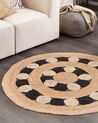 Okrúhly jutový koberec ⌀ 140 cm béžová a čierna HOVIT_870083