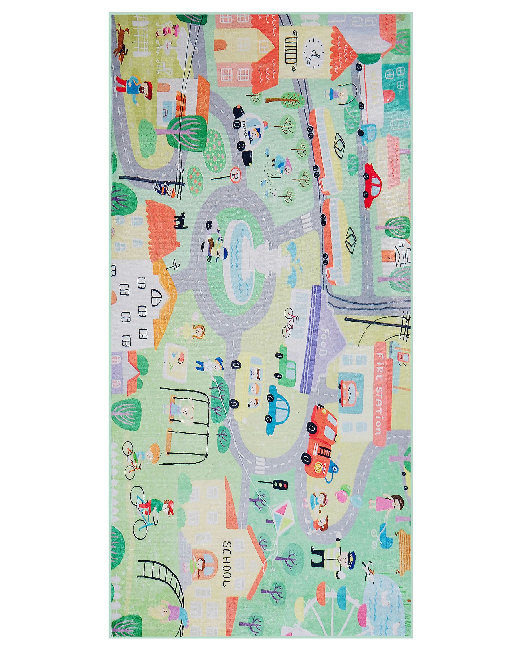 Detský koberec s potlačou mesta 80 x 150 cm zelený KEMER_779883
