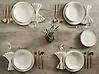 Set of 12 Dinnerware CUMIN Porcelain Off-White/ Gold