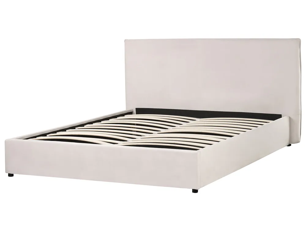 Bett mit Stauraum LAVAUR Samtstoff Cremeweiß 160 x 200 cm_870931