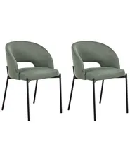 Set of 2 Dining Chairs PENNY Fabric Dark Green_1007353