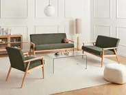 Living Room Set 6 Seater ESRUM Fabric Light Brown/ Green_1015879