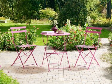 Steel Garden Bistro Set Pink FIORI 