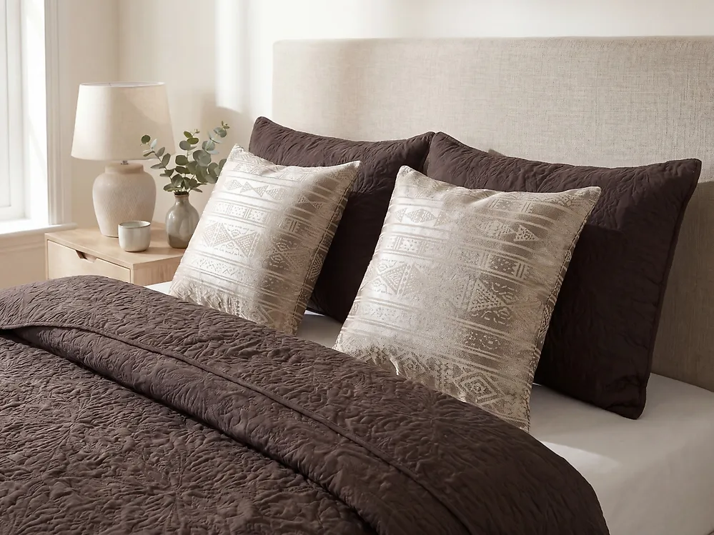 Throw Cushion OUJDA 50 x 50 cm Cotton Rose Gold Geometric Pattern_1178953