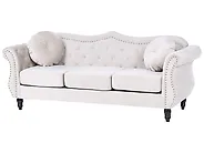 Sofa dla 3 osób SKIEN Welur Jasnobeżowy_1170453