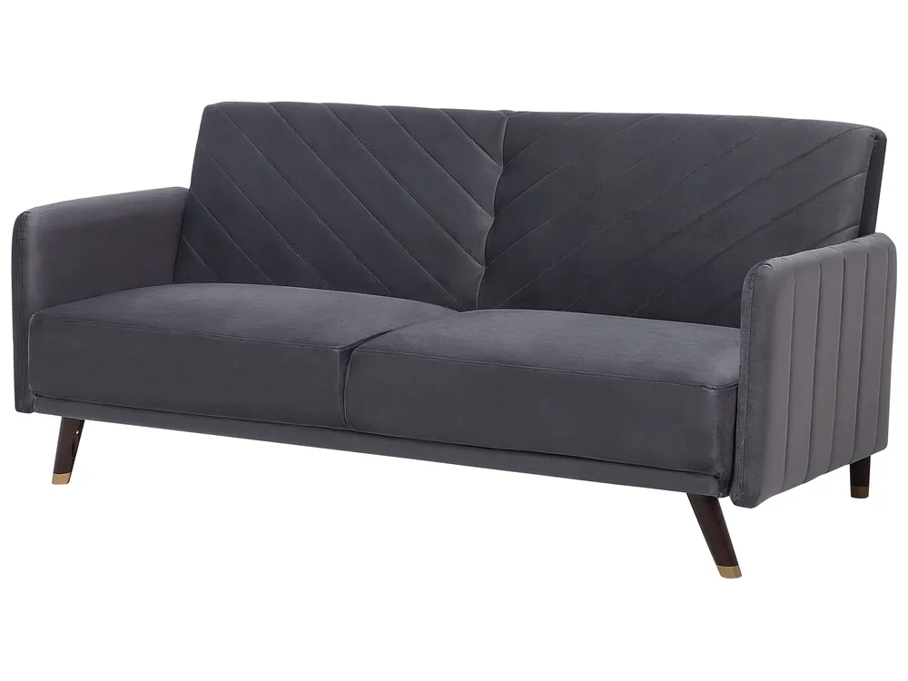 Sofa Bed 3 Seater SENJA Velvet Grey_707368