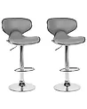 Set of 2 Bar Chairs CONWAY Swivel Faux Leather Grey