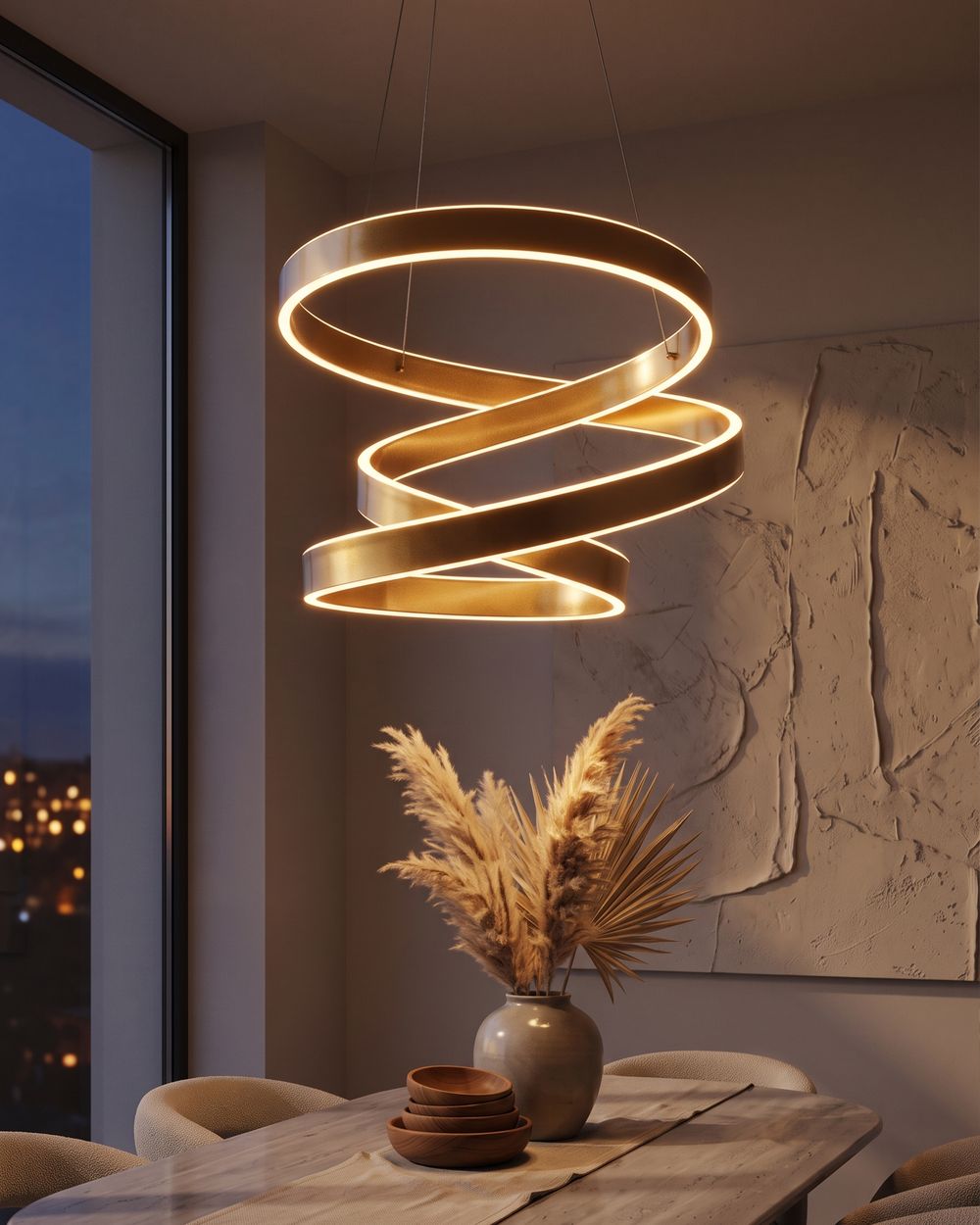 Závesná LED lampa WANLI Kov Zlatá