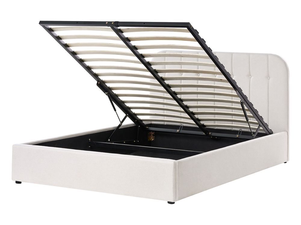 Ottoman Bed CHALLANS Fabric Off-White 140 x 200 cm (EU Double)