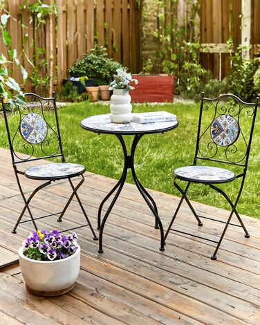 Set of 2 Metal Garden Folding Chairs Black CIVITA