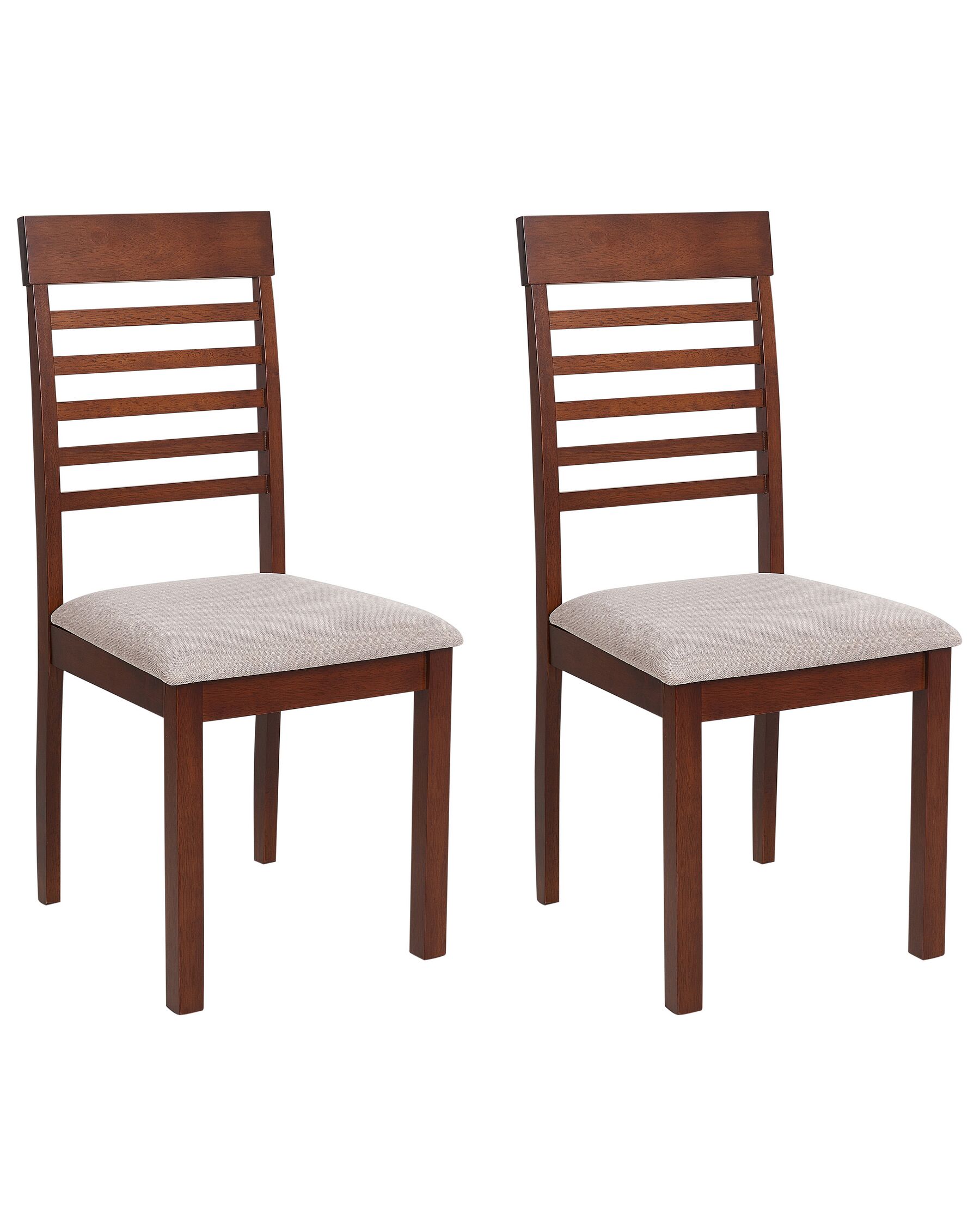 Set of 2 Wooden Dining Chairs Dark Wood and Taupe ORTLEY_926597