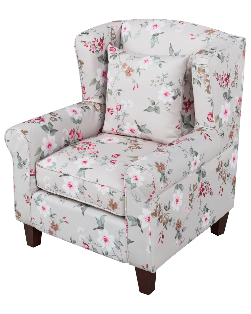 Wingback Chair HAMAR with Footstool Fabric Light Grey_794148