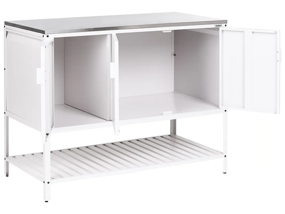 3 Piece Outdoor Kitchen Set with Sink MAENZA White Metal_1045087