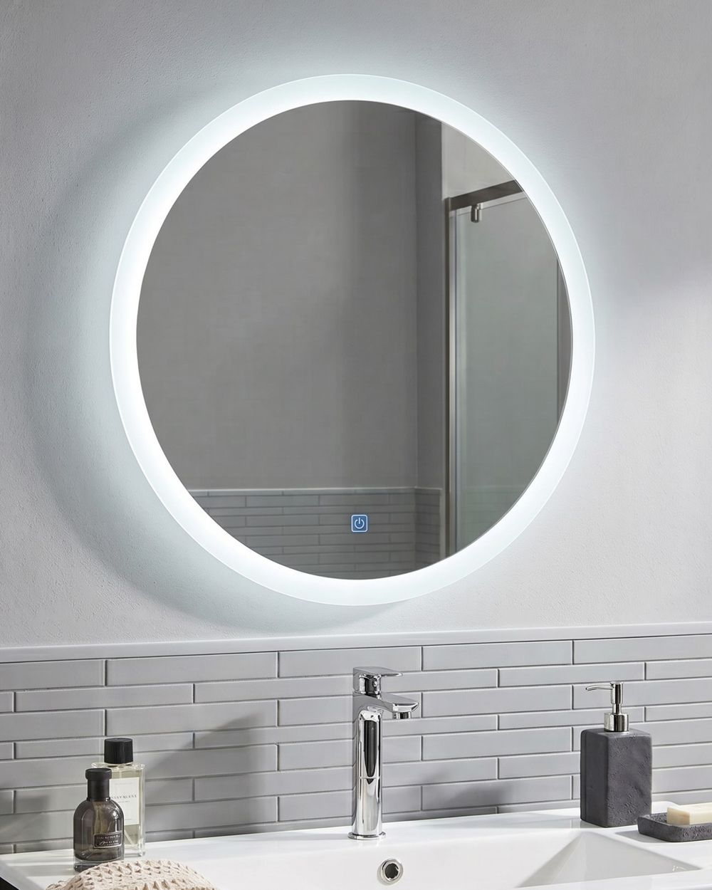 LED badkamerspiegel YSER 58 cm 58 cm Zilver