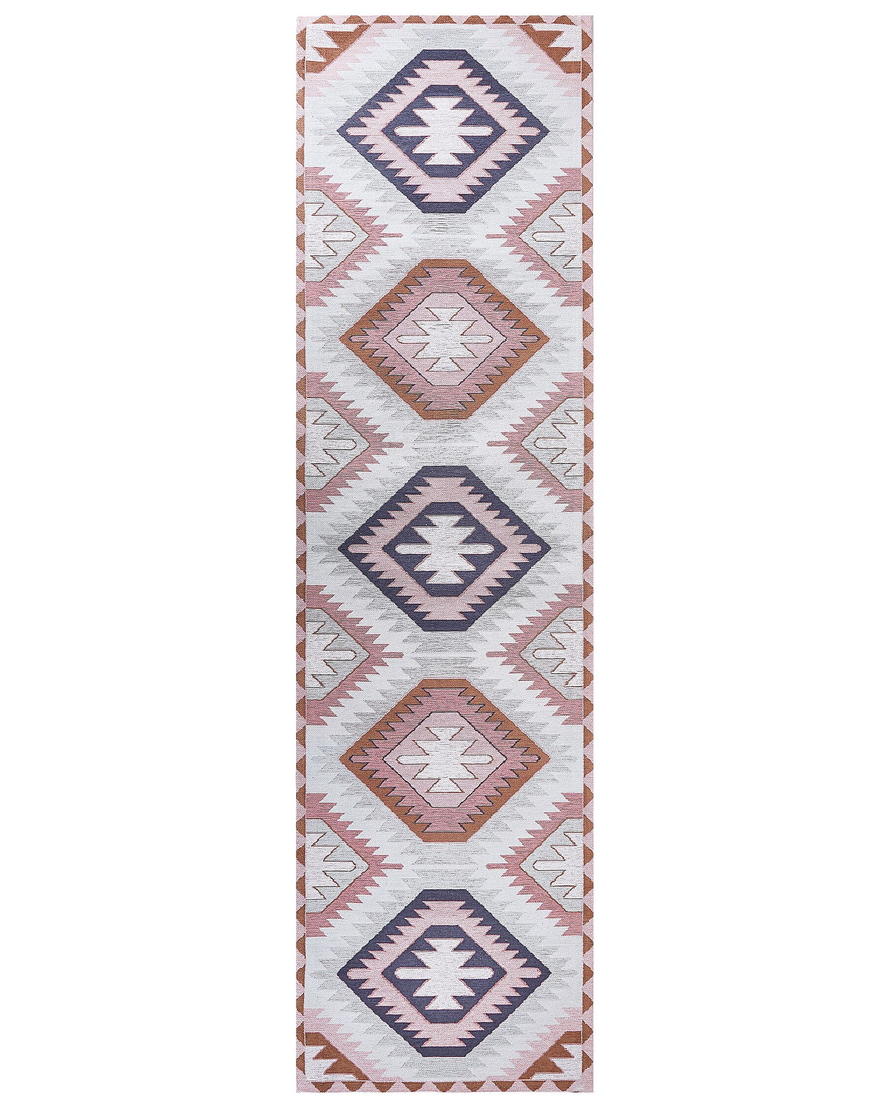 Teppich Baumwolle mehrfarbig 80 x 300 cm geometrisches Muster BESLER_853702