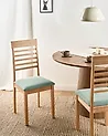 Set of 2 Dining Chairs ORTLEY Wood Light Brown/ Mint