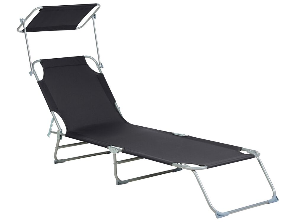 Black reclining sun lounger sale