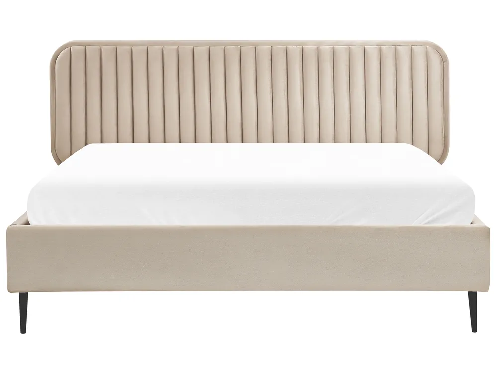Bett mit Lattenrost Samtstoff BRIN 160 x 200 cm Taupe_942119