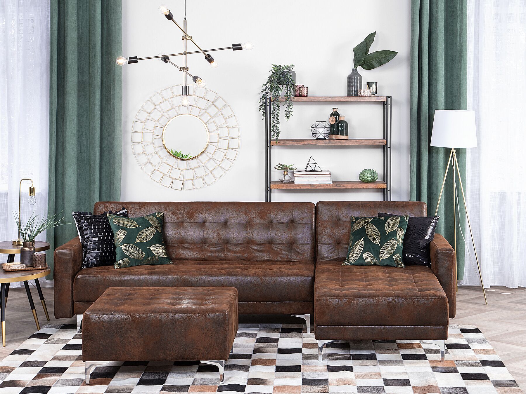 Left Hand Faux Leather Corner Sofa Brown ABERDEEN_713281