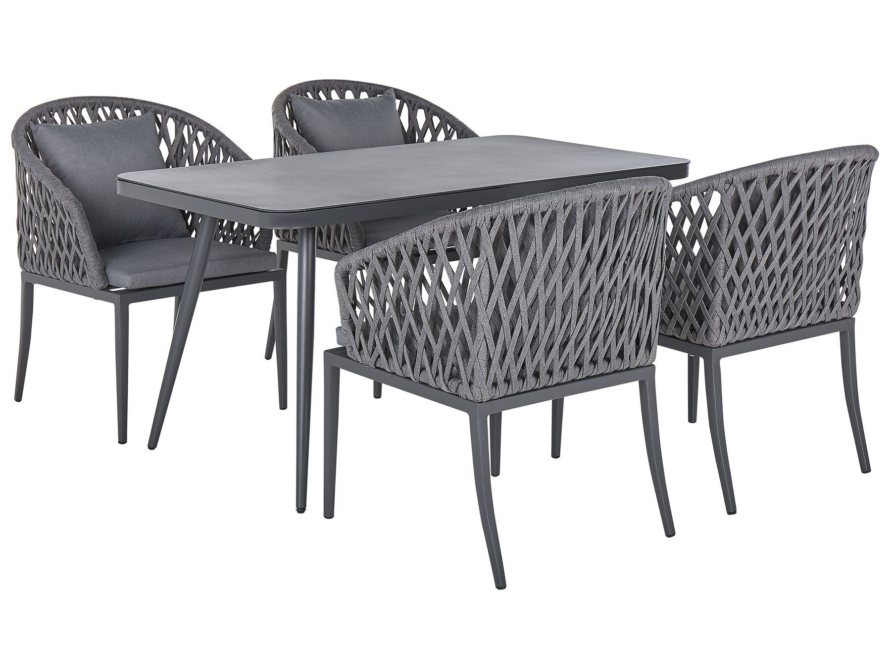 4 Seater Metal Garden Dining Set Grey LIPARI_808191