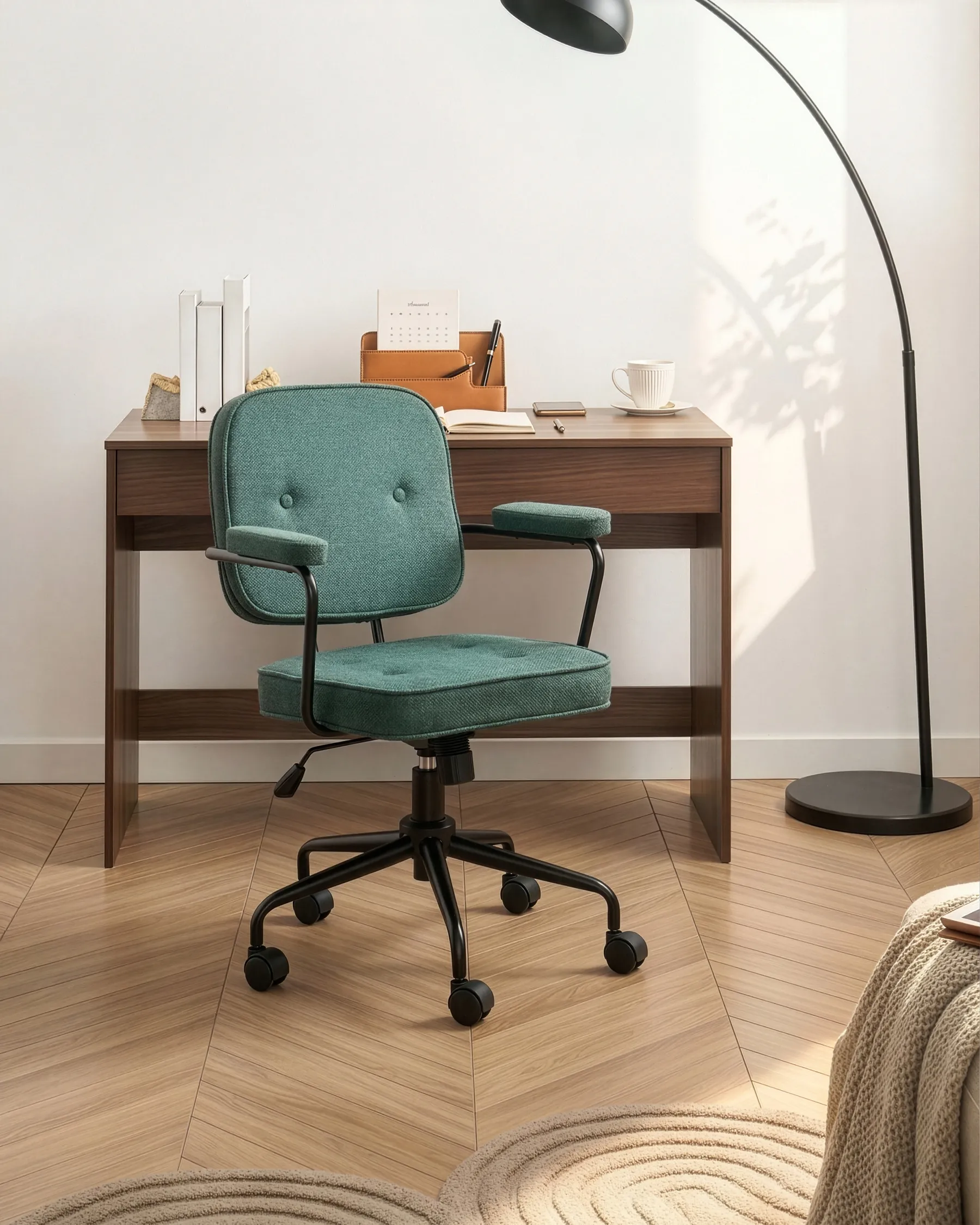 Desk Chair PAWNEE Fabric Dark Green_1057369