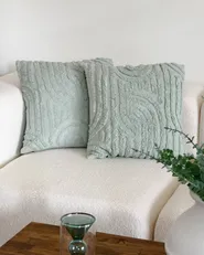 Set di 2 cuscini TELLIMA 45 x 45 cm Cotone Verde menta Trama geometrica_975507