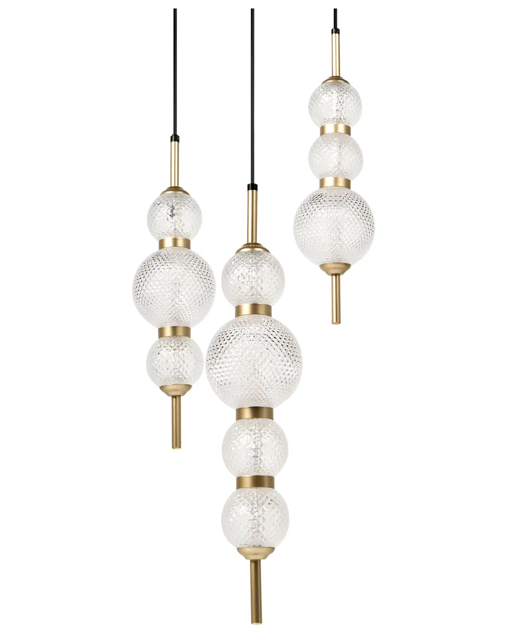 Pendellampa med 3 lampor ARAS LED Glas Guld