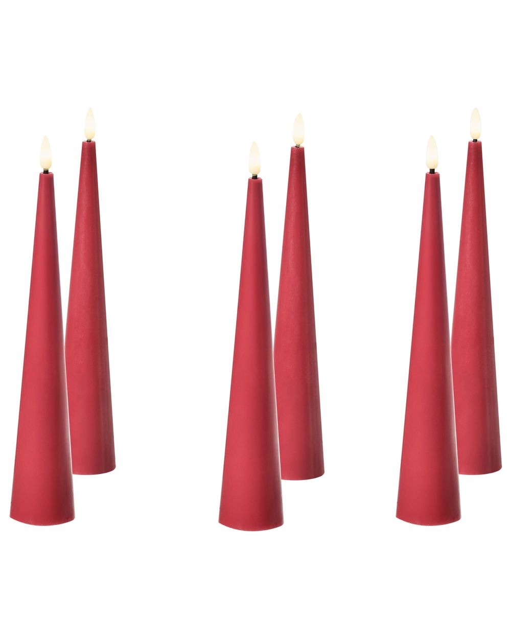 Set di 6 candele LED AURUM 28 cm Rosso