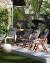 Set of 6 Acacia Garden Folding Chairs with Grey Cushions TOSCANA_785473