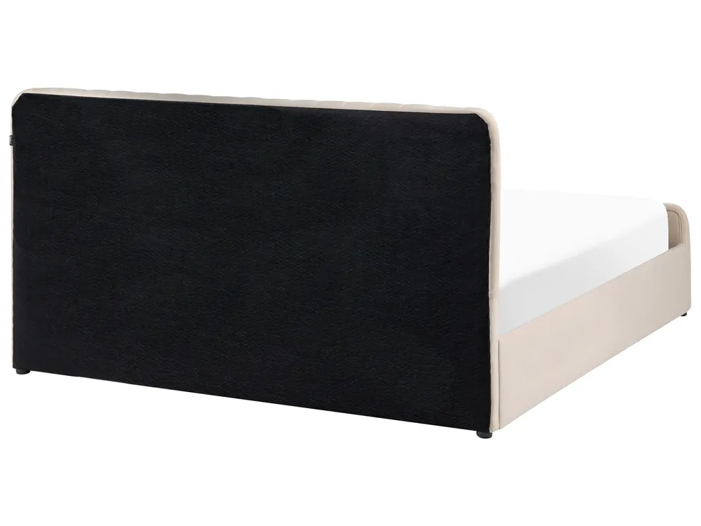 Ottoman Bed LUNAN Velvet Beige 160 x 200 cm (EU King Size)_1051394