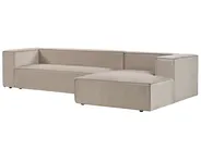 Corner Sofa 3 Seater VERNON Velvet Beige Left Hand_887788