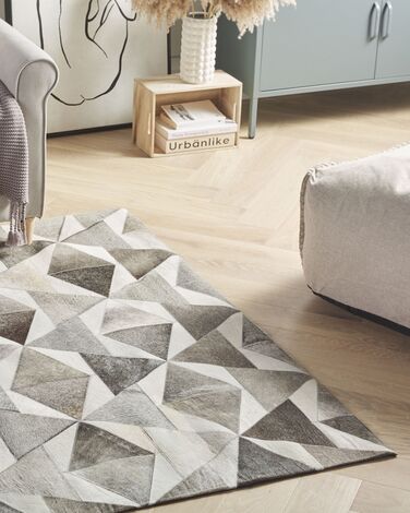 Cowhide Area Rug 140 x 200 cm Grey ALAKA