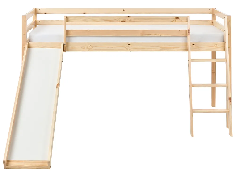Mid Sleeper Bed Pine Wood STAPLE 90 x 200 cm (EU Single) with Slide Light Brown_987737