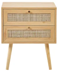 2 Drawer Bedside Table PEROTE Rattan Light Brown_841276