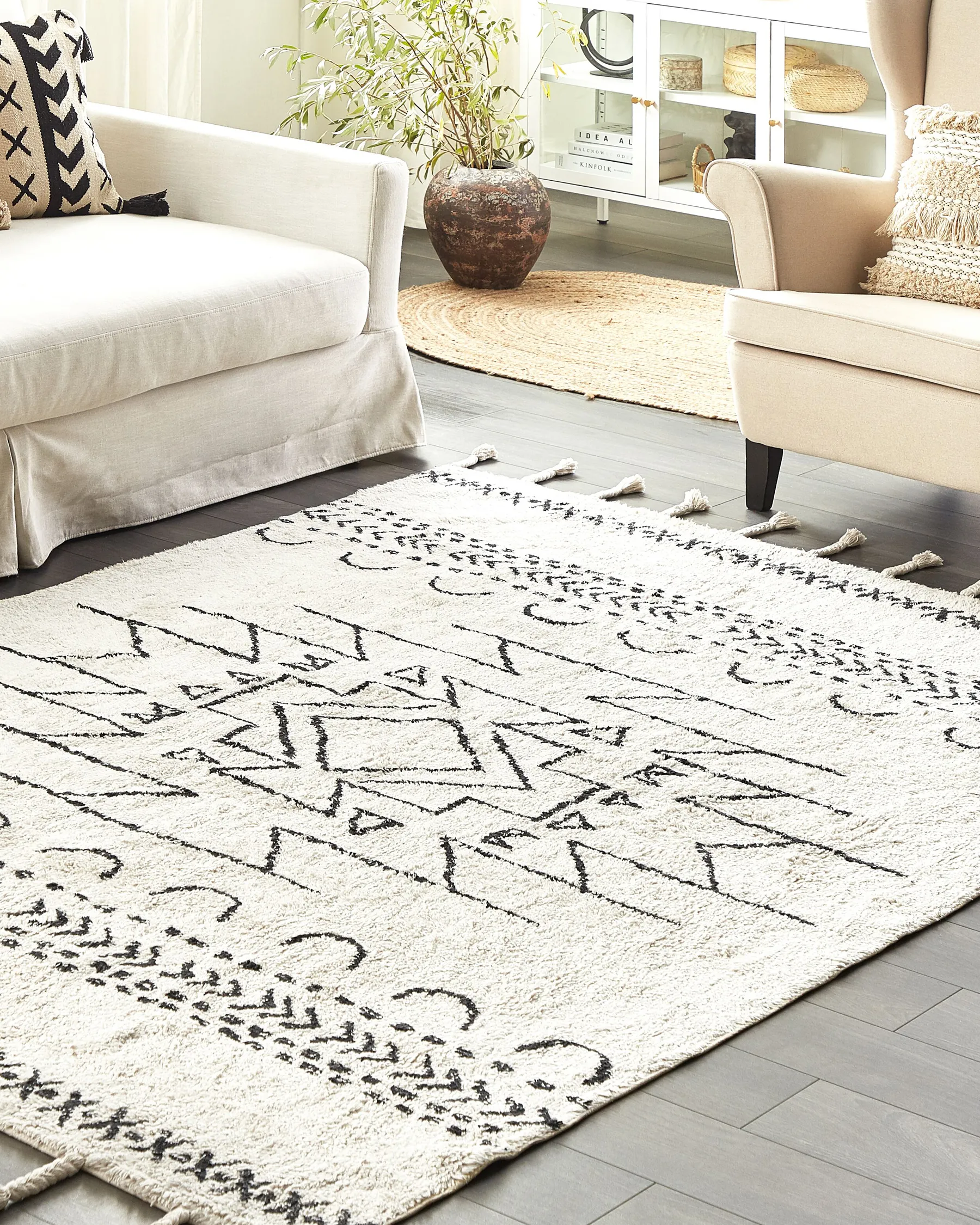 Rug KHOURIBGA Off-White 140 x 200 cm Cotton_831353