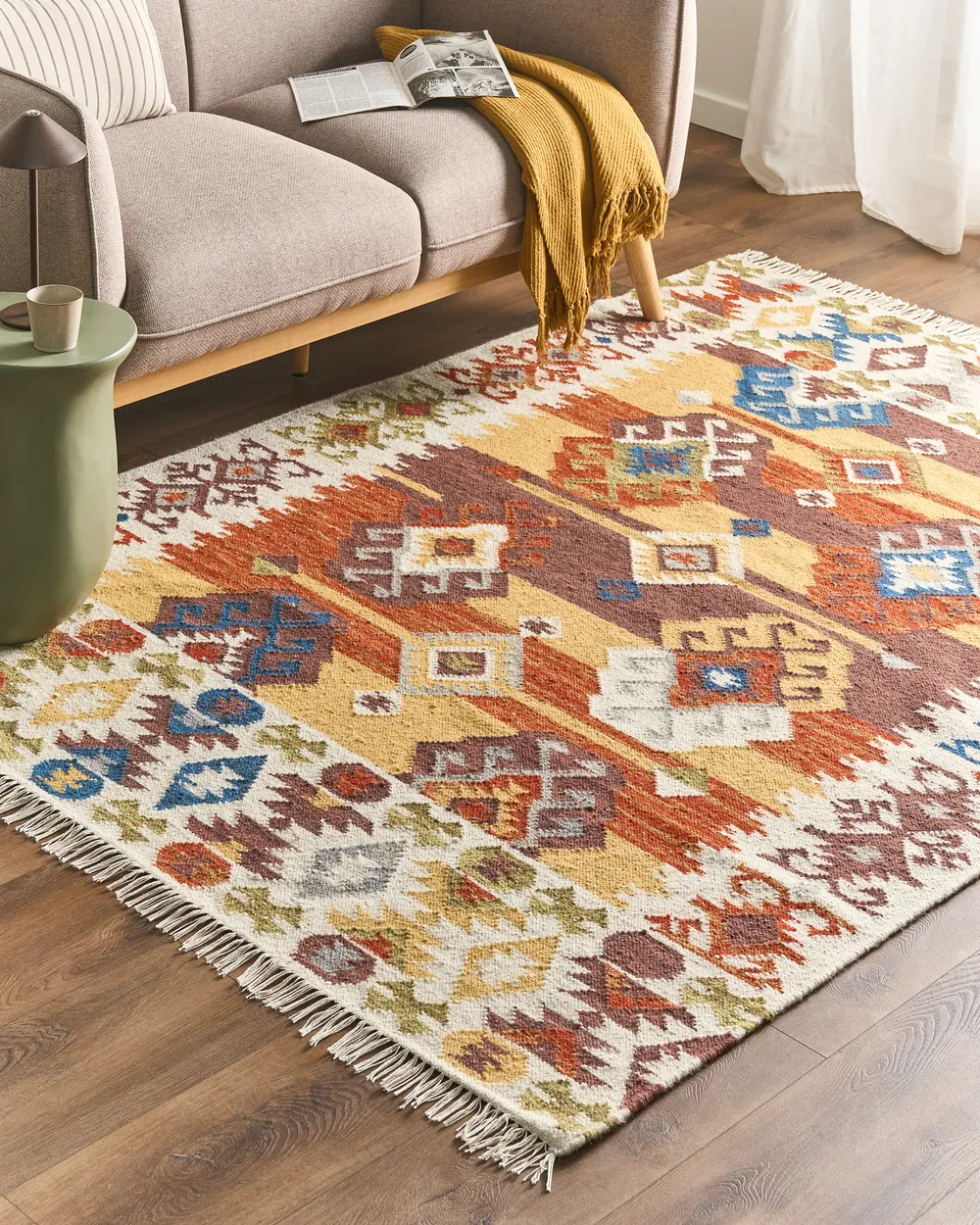 Dywan VOSKETAP Kolorowy 160 x 230 cm Kilim Wełna